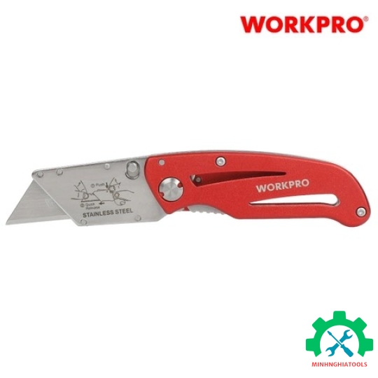 Dao tiện ích có lưỡi cắt gấp gọn, bằng nhôm mở nhanh Workpro WP211003 