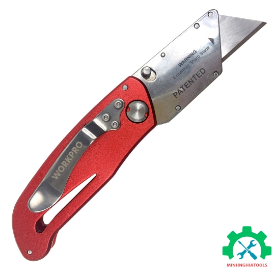 Dao tiện ích có lưỡi cắt gấp gọn, bằng nhôm mở nhanh Workpro WP211003 