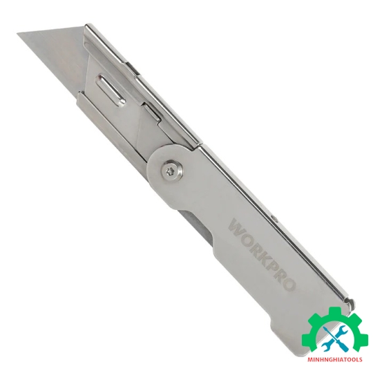 Dao tiện ích có lưỡi cắt gấp gọn, cán cầm bẳng thép không gỉ Workpro WP211001 