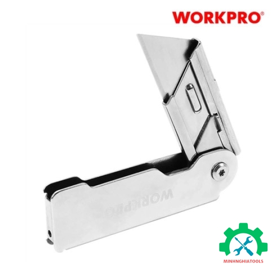 Dao tiện ích có lưỡi cắt gấp gọn, cán cầm bẳng thép không gỉ Workpro WP211001 