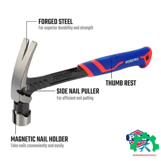 BÚA NHỔ ĐINH CÁN BỌC CAO SU 16OZ / 450 GRAM WORKPRO - WP241013 