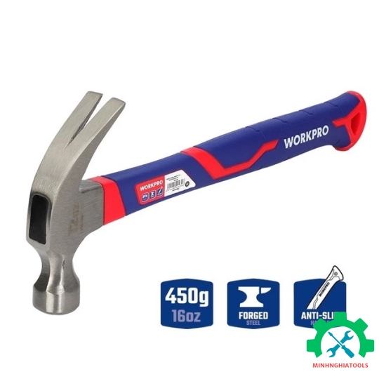 Búa nhổ đinh 450gram (16OZ), cán bọc cao su Workpro - WP241011 