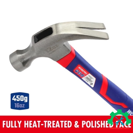 Búa nhổ đinh 450gram (16OZ), cán bọc cao su Workpro - WP241011 