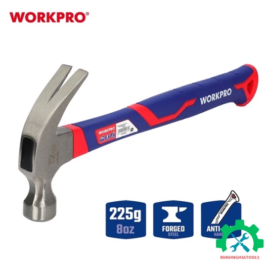 Búa nhổ đinh 225gram (8OZ), cán bọc cao su Workpro - WP241009 