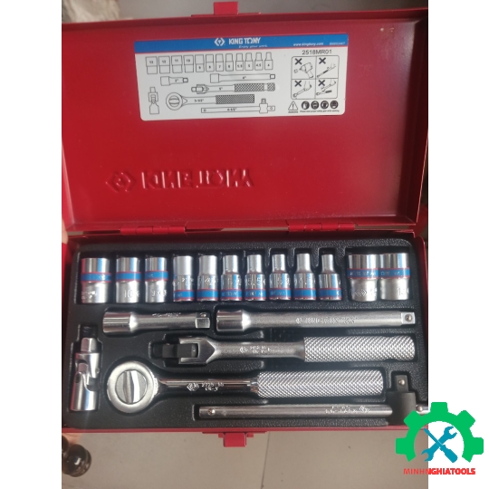 Bộ tube 1/4" 18 chi tiết loại 6 cạnh Kingtony 2518MR01
