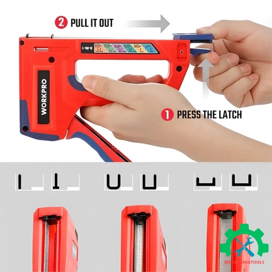 Kìm bấm ghim gỗ 6 in 1 sử dụng cho ghim bấm chữ U Workpro - WP223002 
