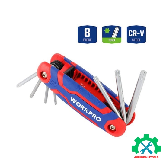 Bộ lục giác đầu hình sao, kiểu gấp tôm tích, 8 cái Workpro - WP222021 