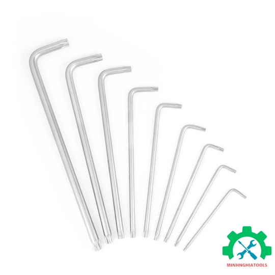 Bộ lục giác S2 đầu hình sao, kiếu chữ L, loại dài, 9 cái (T10,T15,T20,T25,T27,T30, T40,T45,T50), thép hợp kim CR-V Workpro - WP222036 