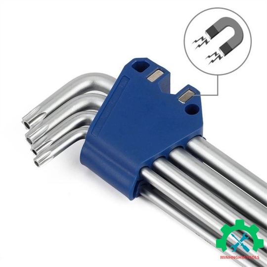 Bộ lục giác S2 đầu hình sao, kiếu chữ L, loại dài, 9 cái (T10,T15,T20,T25,T27,T30, T40,T45,T50), thép hợp kim CR-V Workpro - WP222036 