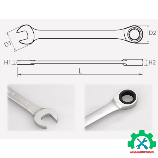 Bộ cờ lê vòng miệng tự động 8-24mm Kingtony 12114MRN 