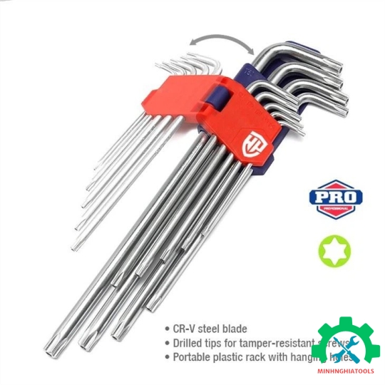 Bộ lục giác đầu hình sao kiểu chữ L, loại dài 9 cái Workpro - WP222003 