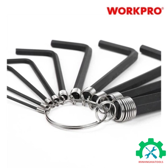 Bộ lục giác đầu bẳng kiểu chữ L, loại ngắn 10 cái thép hợp kim CR-V Workpro - WP222001 