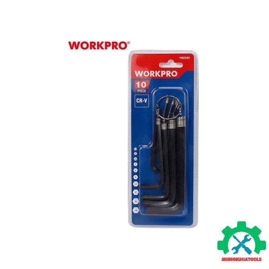 Bộ lục giác đầu bẳng kiểu chữ L, loại ngắn 10 cái thép hợp kim CR-V Workpro - WP222001 