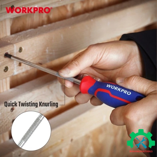 Tua vít đầu hoa thị, tay cầm bọc nhựa cao su 3 màu, chống trơn trượt kích thước PH0x75mm, thép hợp kim CR-V Workpro - WP221025