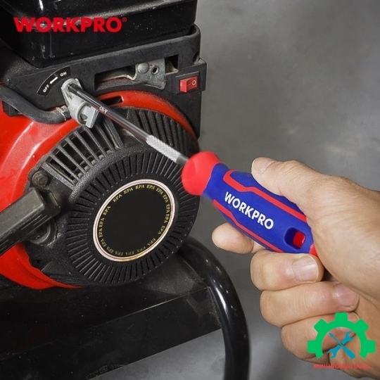 Tua vít đầu hoa thị, tay cầm bọc nhựa cao su 3 màu, chống trơn trượt kích thước PH1x150mm, thép hợp kim CR-V Workpro - WP221028