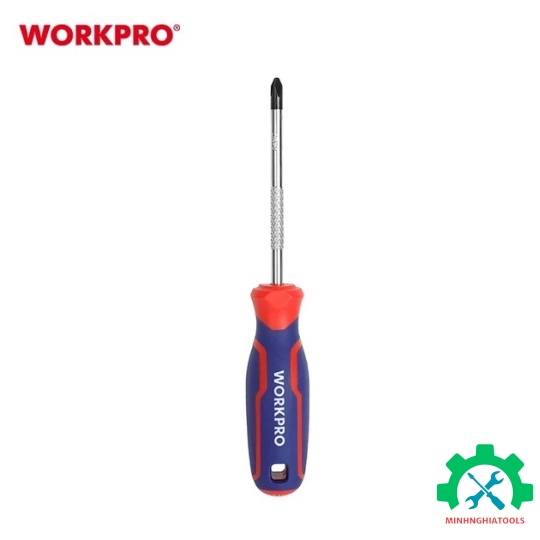 Tua vít đầu hoa thị, tay cầm bọc nhựa cao su 3 màu, chống trơn trượt kích thước PH0x75mm, thép hợp kim CR-V Workpro - WP221025