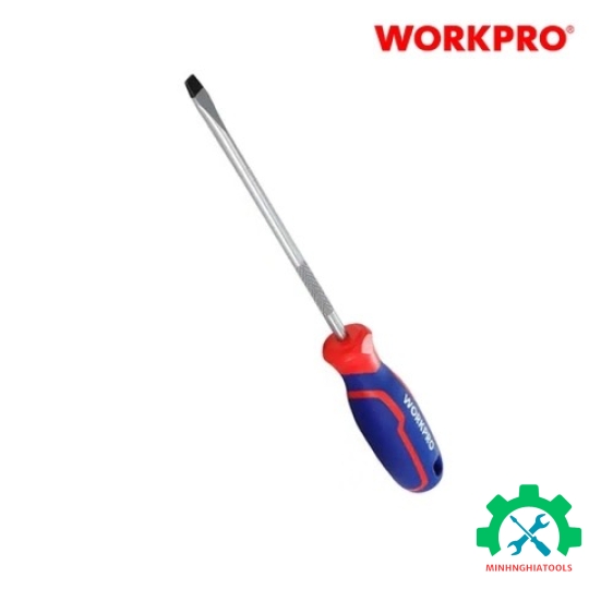 Tua vít đầu dẹt vít, tay cầm bọc nhựa cao su 3 màu, chống trơn trượt kích thước 5.5x150mm, thép hợp kim CR-V Workpro - WP221017 