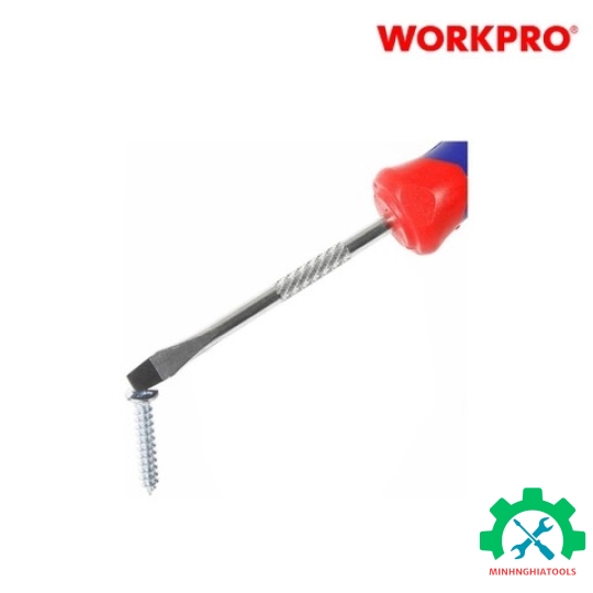 Tua vít đầu dẹt vít, tay cầm bọc nhựa cao su 3 màu, chống trơn trượt kích thước 5x150mm, thép hợp kim CR-V Workpro - WP221022 