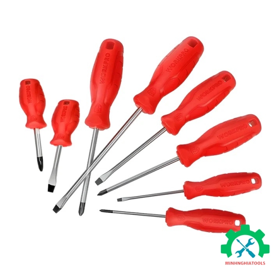Bộ Tua vít 8 cái gồm (4 cái đầu hoa khế, 4 cái đầu dẹt) , thép CR-V Workpro - WP200502 