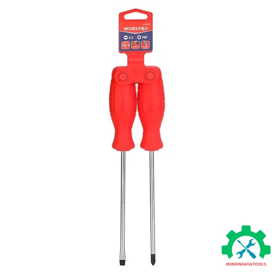 Bộ Tua vít 2 cái gồm (1 cái đầu hoa khế, 1 cái đầu dẹt) , thép hợp kim CR-V Workpro - WP200500 