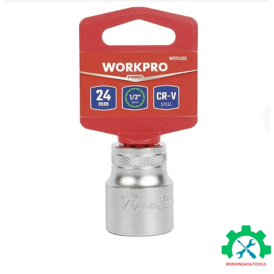 Đầu tuýp có đầu vuông 1/2 inch và đầu lục giác 12 cạnh size 24mm Workpro - WP274153