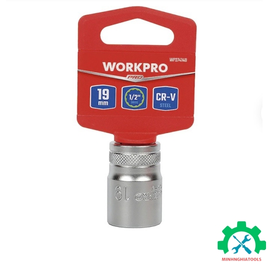 Đầu tuýp có đầu vuông 1/2 inch và đầu lục giác 12 cạnh size 19mm Workpro - WP274148