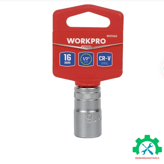 Đầu tuýp có đầu vuông 1/2 inch và đầu lục giác 12 cạnh size 16mm Workpro - WP274145