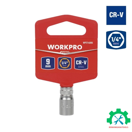 Đầu tube có đầu vuông 1/4 inch và đầu lục giác 6 cạnh size 9mm Workpro - WP274006