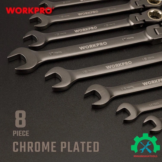Bộ cờ lê lắt léo vòng tự động 8 chi tiết  Workpro - WP202521 