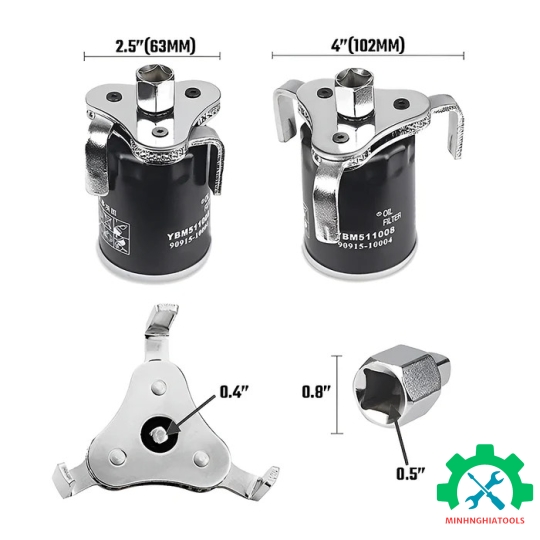 Bộ cờ lê lọc dầu (điều chỉnh được), 3 hàm, kích thước: 1/2 inches, Workpro - WP319011 