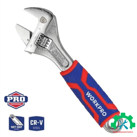 Mỏ lết WORKPRO thép CR-V cán bọc nhựa , size từ 6 - 12 inch 