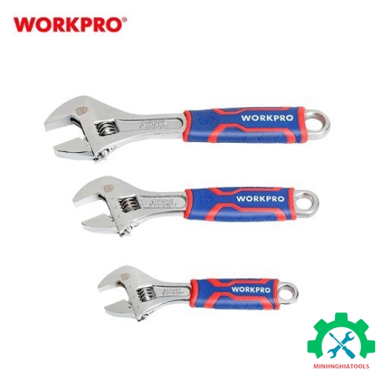 Bộ mỏ lết 3 chi tiết Workpro WP202515 tay cầm bọc nhựa 