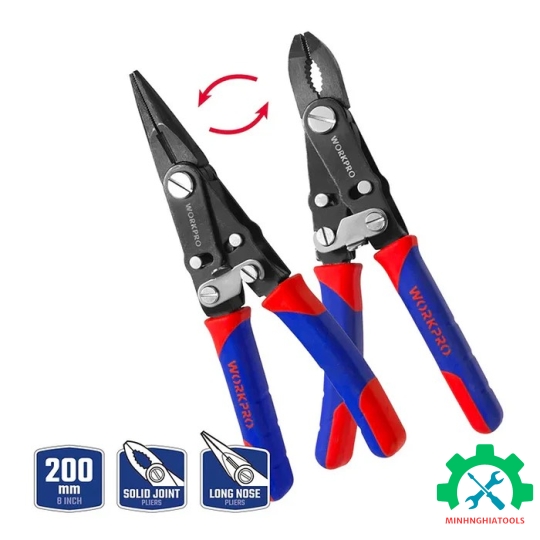 Bộ kìm 2 in 1 ( 1 SET = 2 cái ) 1 kìm khướp trượt và 1 kìm mũi dài ) , kích thước 200mm WP231077