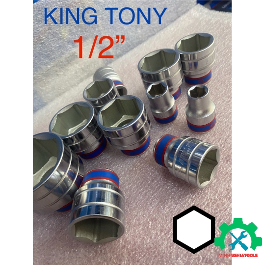 Đầu Tube  Kingtony 1/2" trắng ngắn 6 cạnh 4335M Size lẻ từ 8-41mm