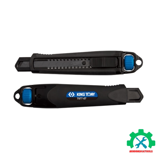 Dao rọc giấy Kingtony 7977-07 và hộp lưỡi dao đen 10 chi tiết 7977-07P02