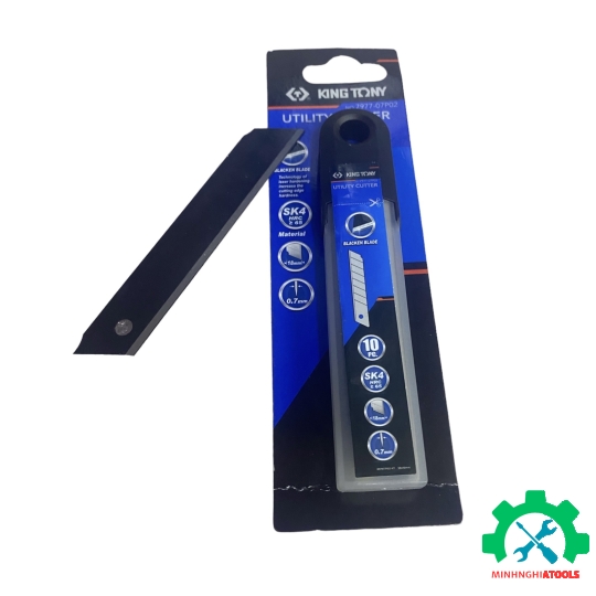 Dao rọc giấy Kingtony 7977-07 và hộp lưỡi dao đen 10 chi tiết 7977-07P02