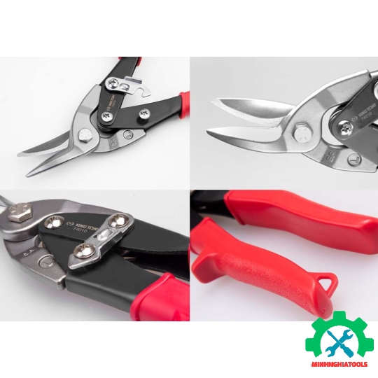 Kéo cắt tôn mũi cong trái Kingtony 74010 cán đỏ dài 248mm 