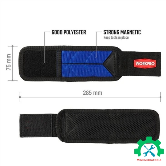 Tay đeo đựng công cụ từ tính Workpro WP289002 size S kích thước 285x75mm 
