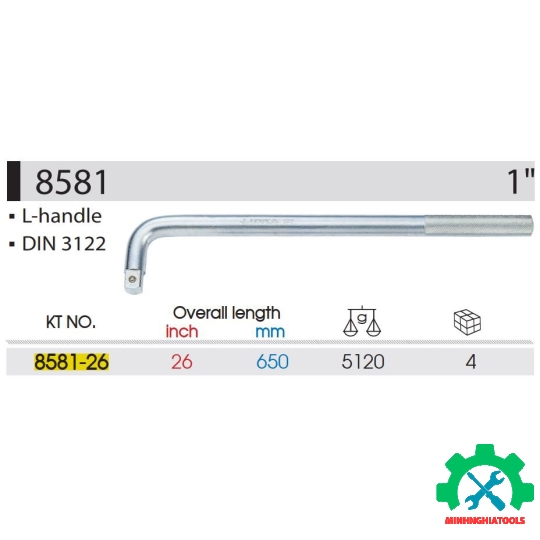 Cần siết chữ L loại 1 inch Kingtony 8581-26 chiều dài 650mm 