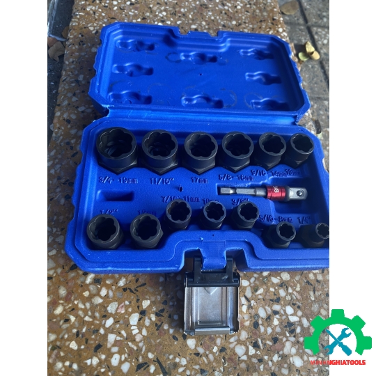 Bộ tuýp mở ốc hư, tuôn răng, nhờn đầu 14 chi tiết (6.35 -19mm) L+R+T 