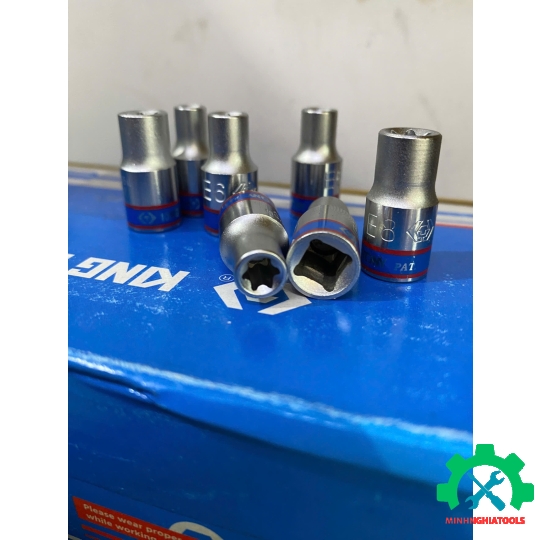 Tuýp E trắng ngắn chân cấm 1/4" Kingtony 2375M, kích thước lẽ E5 - E8