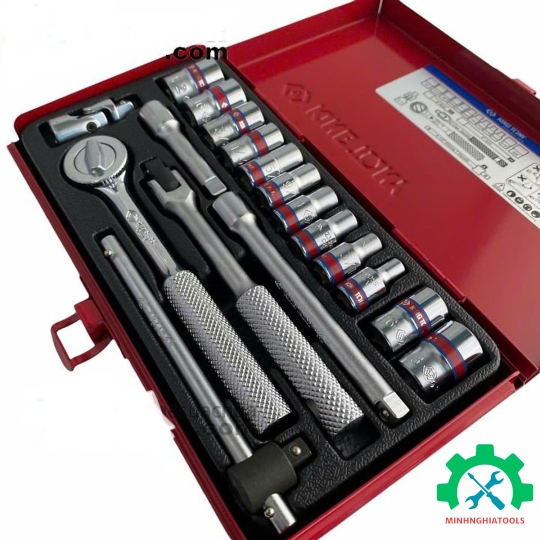 Bộ tuýp 1/4 hệ inch Kingtony 2019SR03 có 18 chi tiết loại 12 cạnh 