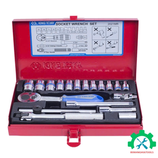Bộ tuýp 1/4 Kingtony 2021MR 19 chi tiết loại 12 cạnh 