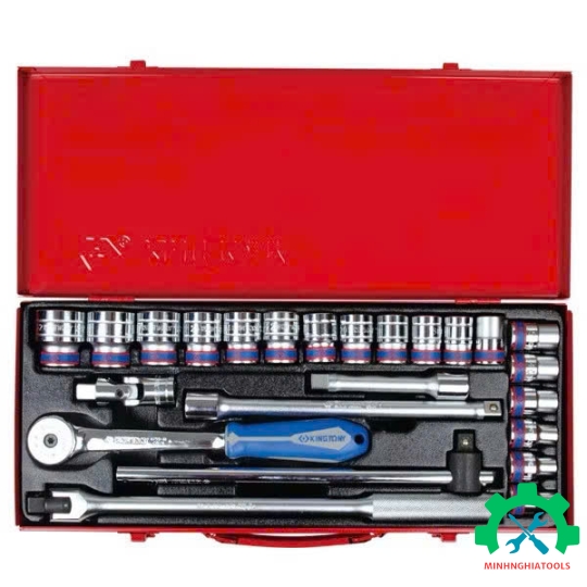 Bộ tuýp 1/2" 6 cạnh gồm 24 chi tiết  Kingtony 4526MR04 8-32mm