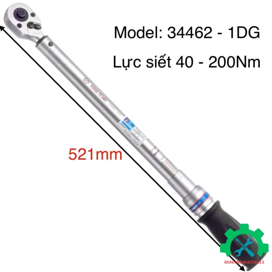 Cần siết lực 1/2 Kingtony 34462-1DG (40-200 Nm) dài 521mm 