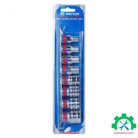 Bộ đầu tuýp 1/2 inch 8 chi tiết hệ inch Kingtony 4510SR loại 6 cạnh