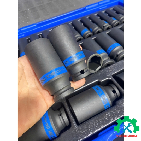 Bộ tuýp 1/2" 25 chi tiết dài 77mm Kingtony 4435MP, kích thước 8-36mm