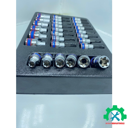 Bộ đầu tuýp E và lục giác, 1/2" và 3/8" Kingtony 9-7128PR 28 chi tiết