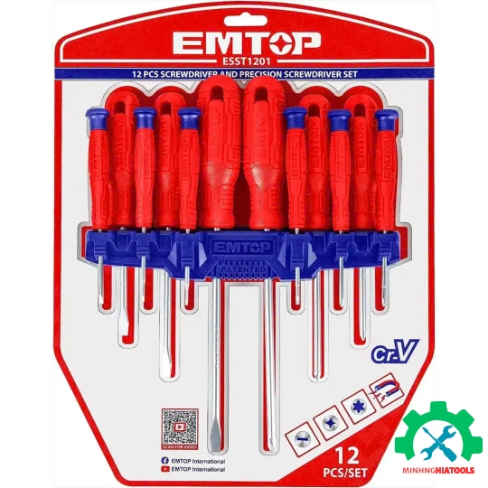 Bộ tua vít vặn 12 chi tiết EMTOP ESST1201 