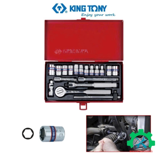 Bộ tuýp 1/4" 18 chi tiết loại 6 cạnh Kingtony 2518MR01
